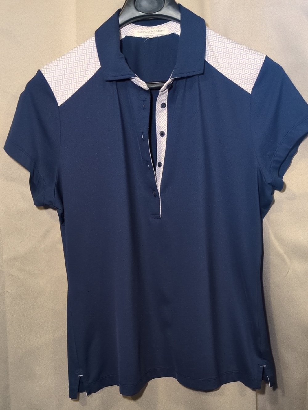 Fairway & Greene Navy Polo with White Geo-Trim